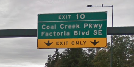 Coal Creek heading south on I-405